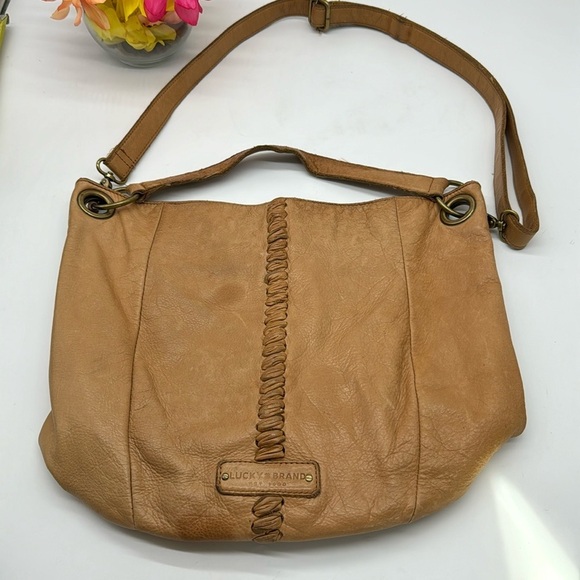 Lucky Brand Handbags - Lucky Brand Tan Leather with braid accent MCB6733R
